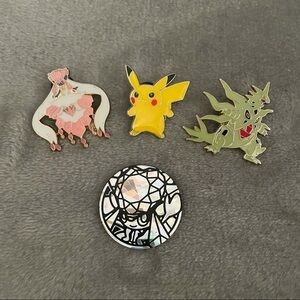 Pokémon Pin Set Pikachu Mega Tyranitar Diancie Mega Diancie EX Collectible Coin